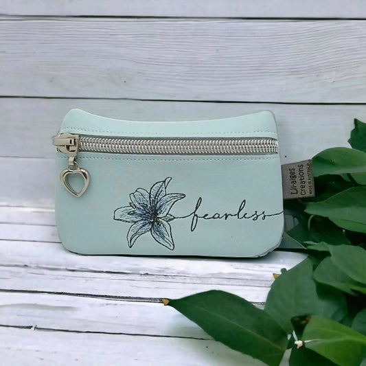 Copy of Strength in Style: Light Blue Zipper Coin Purse with Poppy Design - Image #1