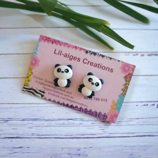 Black and White Panda Resin Earrings | Ready to Ship