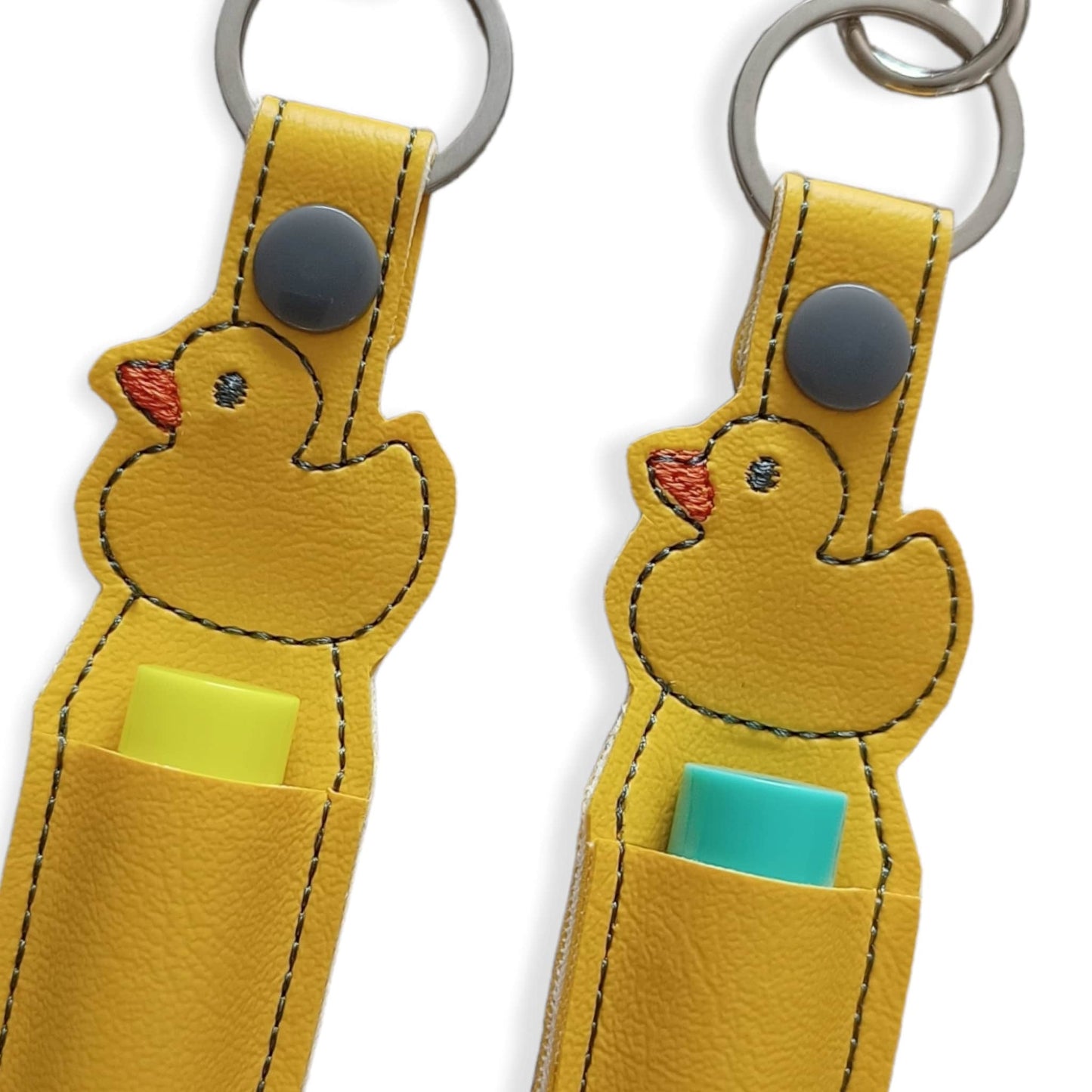 Yellow duck themed reusable lip balm holder with lip balm options, made in Australia