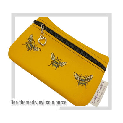 READY TO POST - Bee themed vinyl coin purse, made in Australia - Image #1