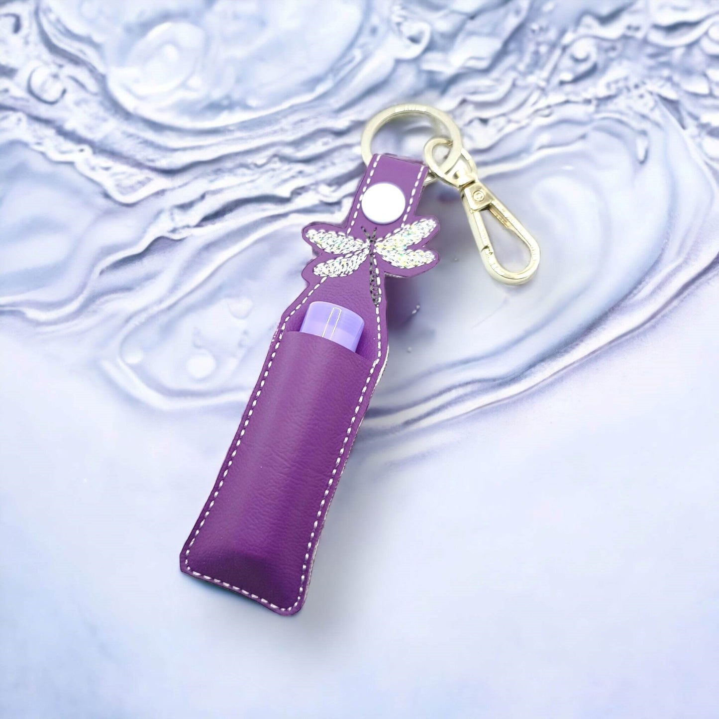 Dragonfly Lip Balm Keychain, Reusable Holder, Australian-made, with Lip Balm Choices