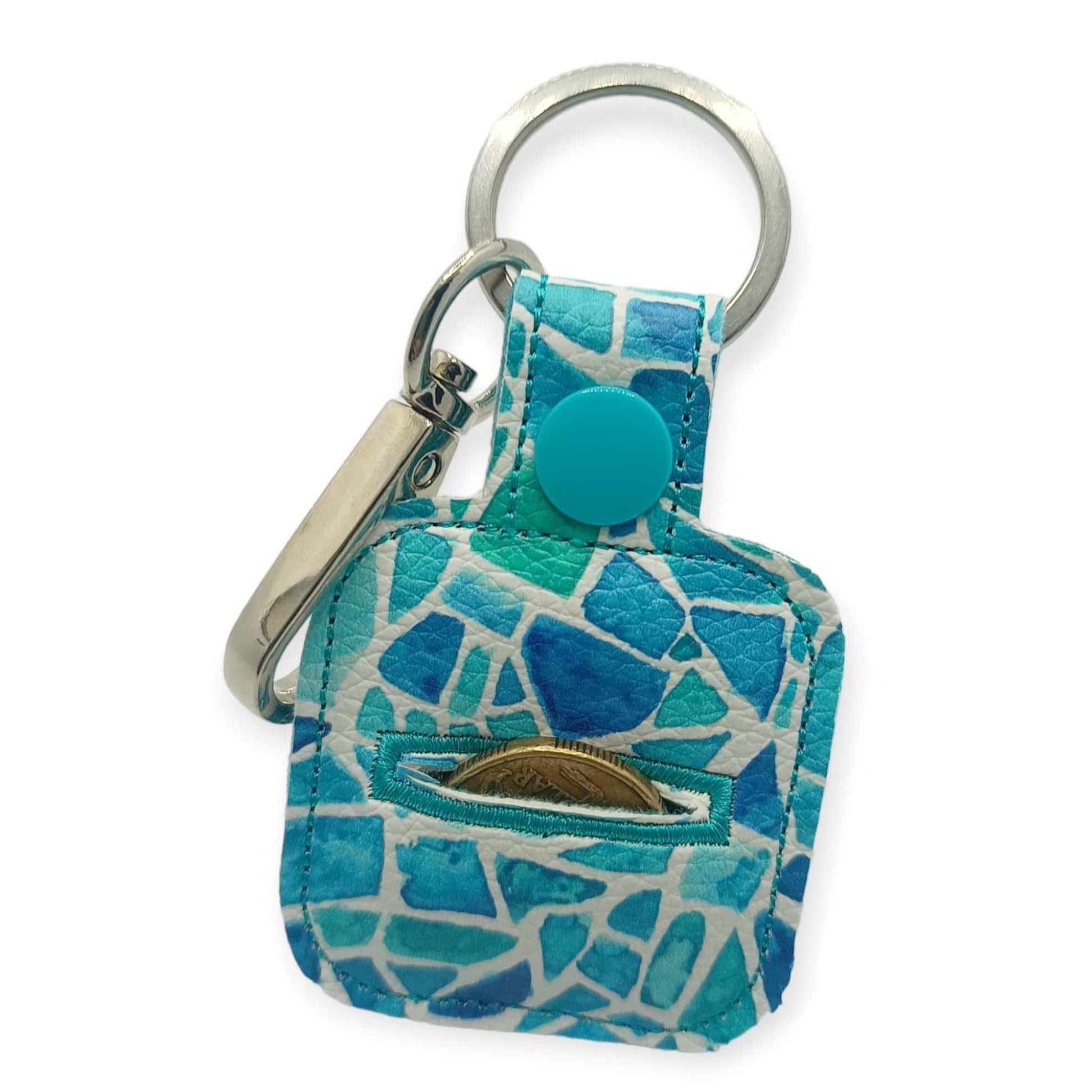 Blue Trolley Coin Holder Keychain, Perfect Accessory for Supermarket Shopping! Made in Australia