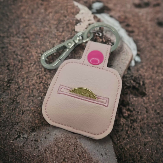 Pink Trolley Coin Holder Keychain | Reusable Gift for Mum | Cute Coin Holder Key Fob | Made in Australia